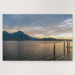 Scenic landscape of Lake Maggiore at sunset, Italy Jigsaw Puzzle