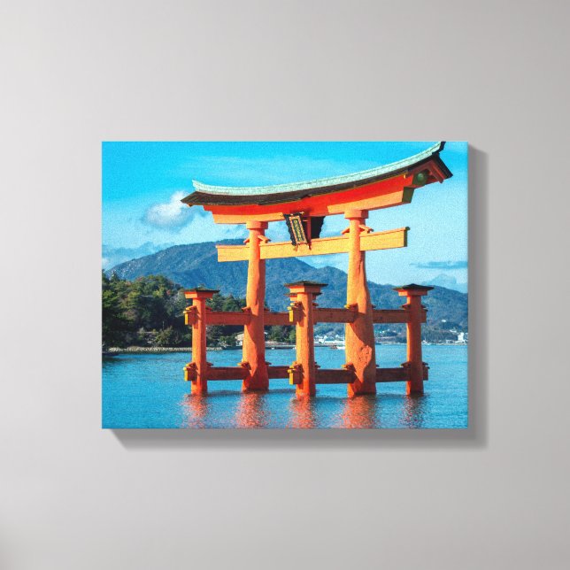 Scenic Landscape with Japanese Torii Gate Canvas Print (Front)