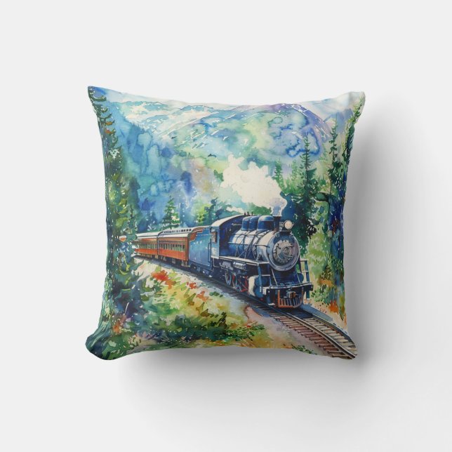 Scenic Landscape with Train Cushion (Front)