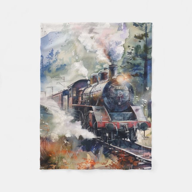 Scenic Landscape with Train Fleece Blanket (Front)