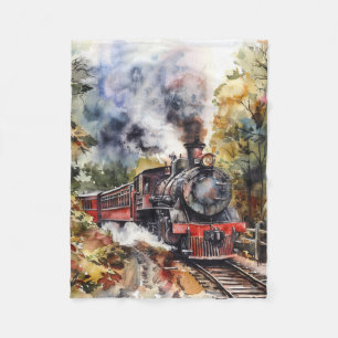 Scenic Landscape with Train Fleece Blanket
