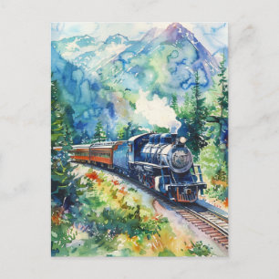 Scenic Landscape with Train Postcard