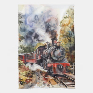 Scenic Landscape with Train Tea Towel