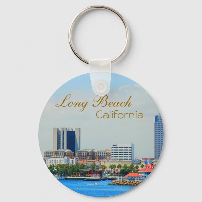 Scenic Long Beach Skyline Key Ring (Front)