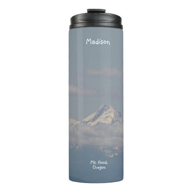 Scenic Mount Hood Photo Blue Personalised Thermal Tumbler (Front)