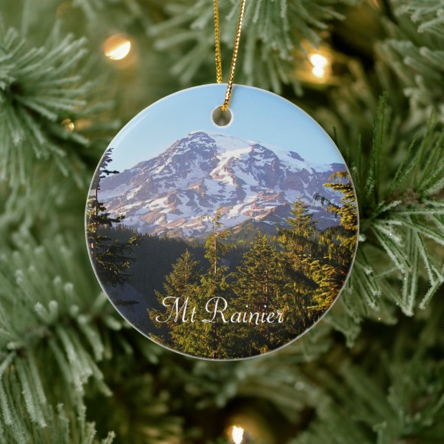 Scenic Mount Rainier Holiday Ceramic Tree Decoration (Tree)