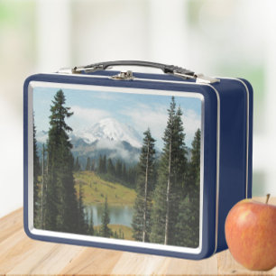 Scenic Mount Rainier Landscape Metal Lunch Box