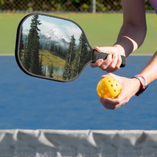 Scenic Mount Rainier Landscape Pickleball Paddle