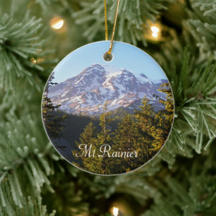 Scenic Mount Rainier Photo Ceramic Tree Decoration