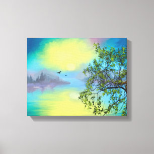 Scenic Mountain Lake Landscape Canvas Print