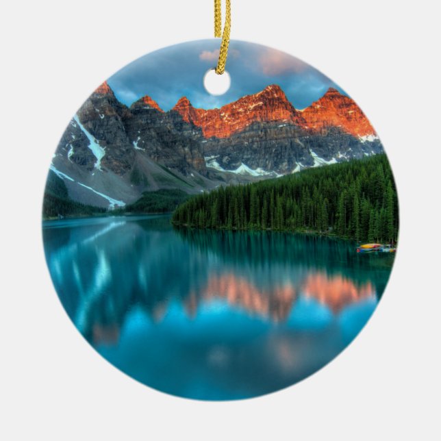 Scenic Mountain & Lake Landscape Photograph Ceramic Tree Decoration (Front)