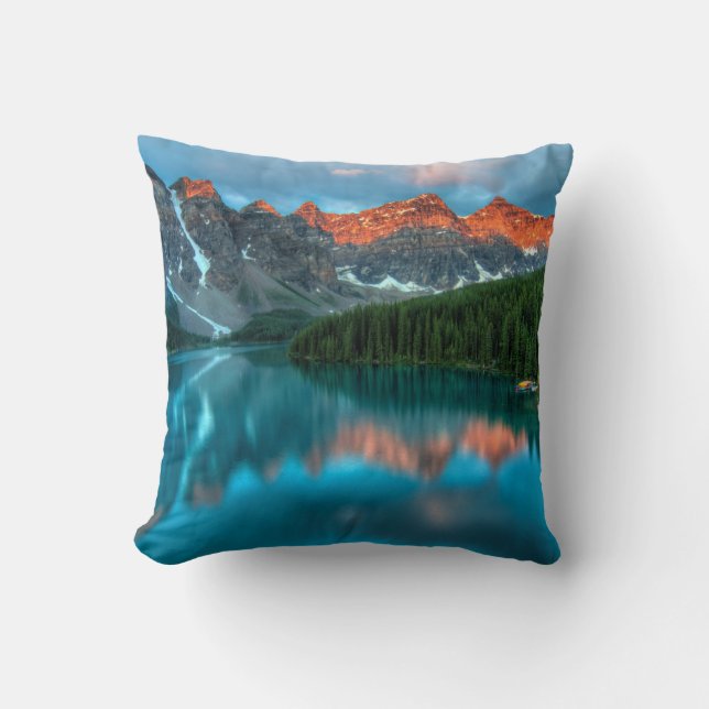 Scenic Mountain & Lake Landscape Photograph Cushion (Front)