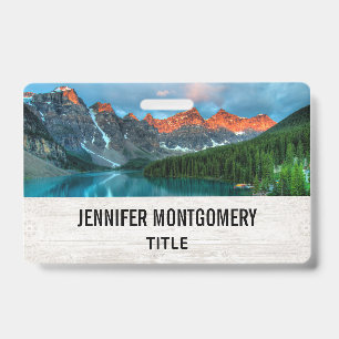 Scenic Mountain & Lake Landscape Photograph ID Badge