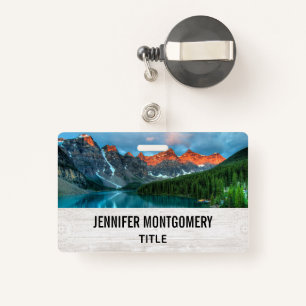Scenic Mountain & Lake Landscape Photograph ID Badge