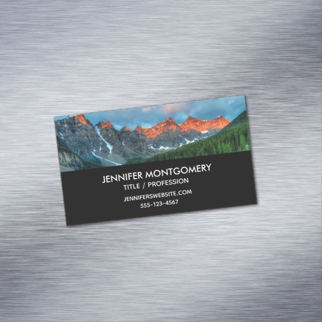 Scenic Mountain & Lake Landscape Photograph Magnetic Business Card (In Situ)