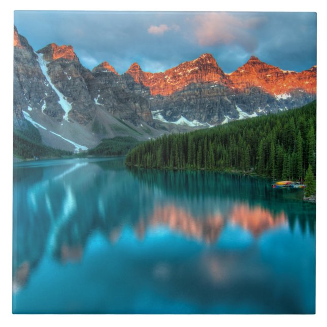 Scenic Mountain & Lake Landscape Photograph Tile (Front)