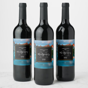 Scenic Mountain & Lake Landscape Photograph Winery Wine Label