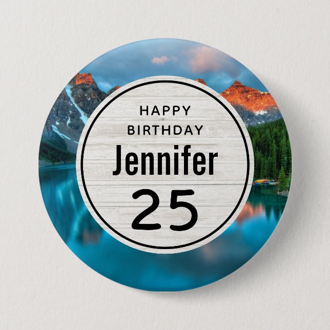 Scenic Mountain & Lake Photograph Birthday 7.5 Cm Round Badge (Front)