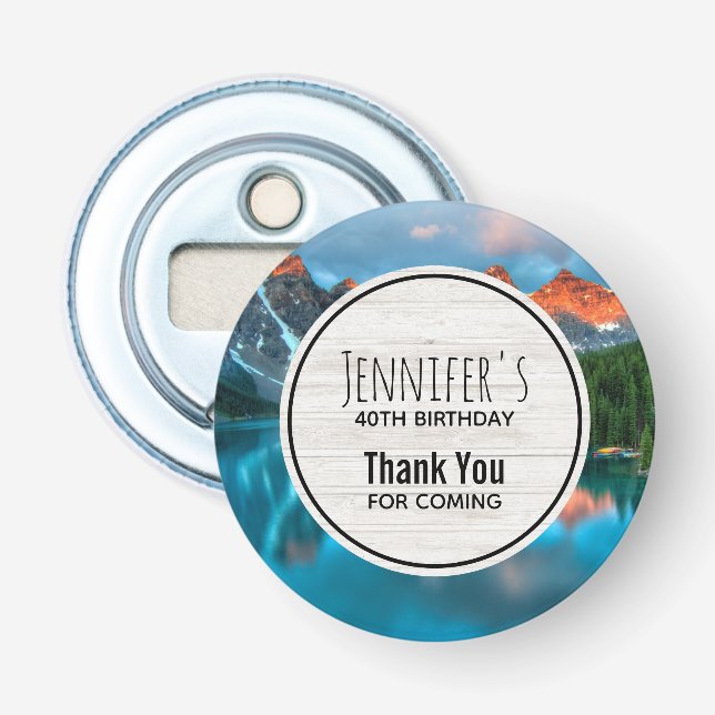 Scenic Mountain & Lake Photograph Birthday Bottle Opener (Front)