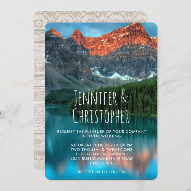 Scenic Mountain Landscape Photograph Wedding Invitation (Front/Back)