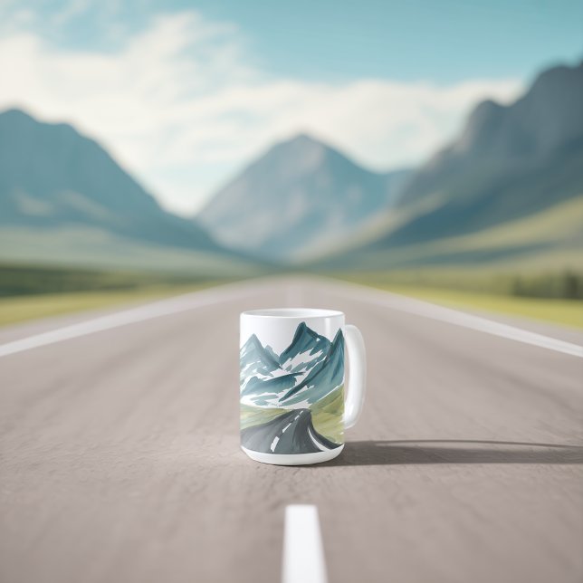 Scenic Mountain Road Watercolor Art Mug (Creator Uploaded)