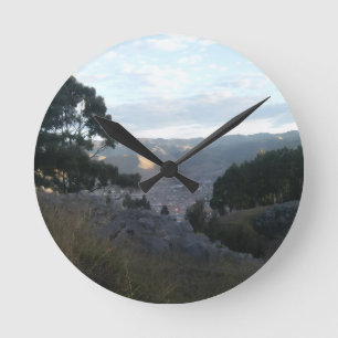 Scenic Mountain Valley Overlook and Historic Citys Round Clock