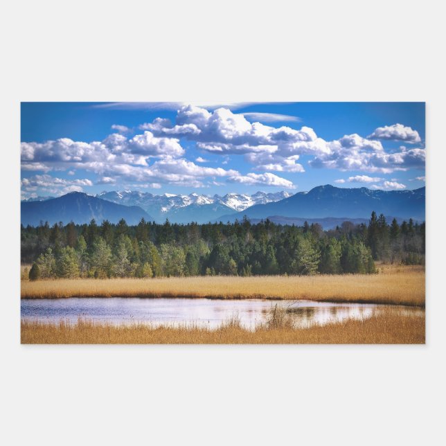 Scenic Mountains Alpine Landscape Rectangular Sticker (Front)