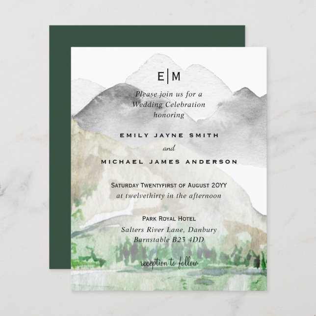 Scenic Mountains Evergreens Winter Wedding Rustic (Front/Back)