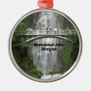 Scenic Multnomah Falls in Oregon Metal Tree Decoration