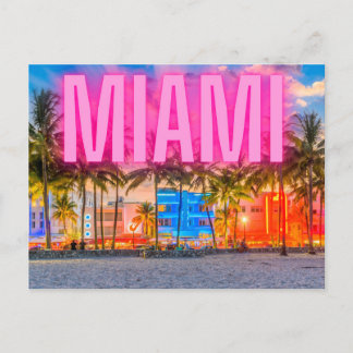 Scenic Neon Miami Waterfront Postcard