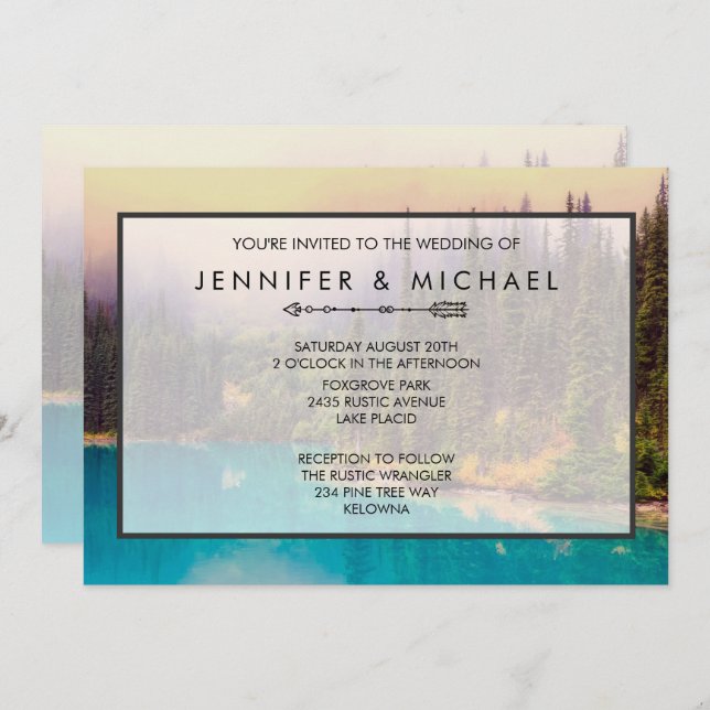 Scenic Northern Landscape Rustic Wedding Invite (Front/Back)