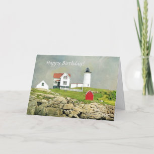Scenic Nubble Lighthouse Happy Birthday Card