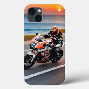 🏍️ Scenic Ocean Highway Sport Bike Rider iPhone 13 Case