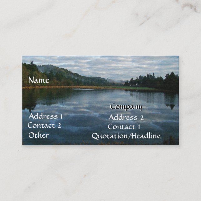 Scenic Oregon Lake Dawn Sunrise Forest Trees Cloud Business Card (Front)