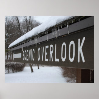 Scenic Overlook Sign in Winter Poster