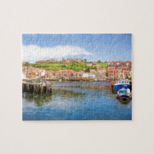Scenic painting of Whitby Harbour Jigsaw Puzzle