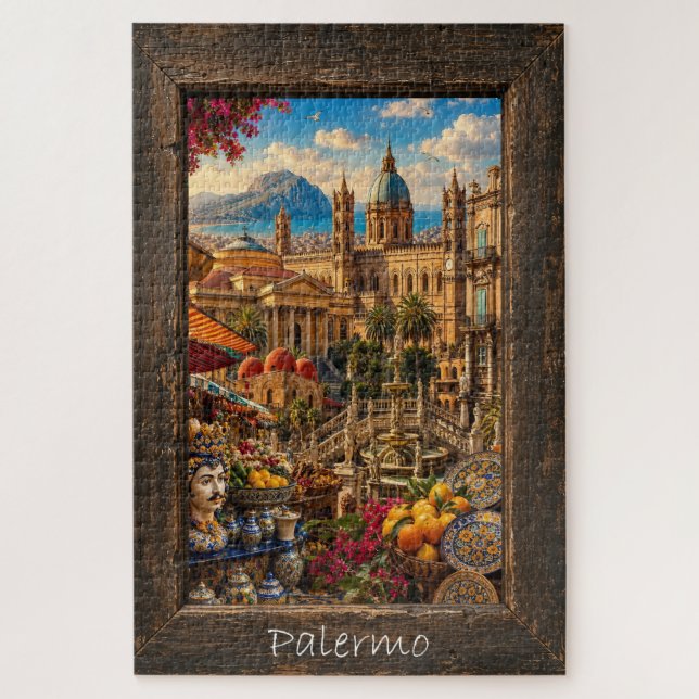 Scenic Palermo Sicily Colourful Architecture and F Jigsaw Puzzle (Vertical)