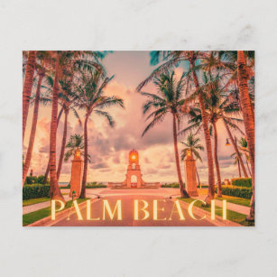 Scenic Palm Beach Pink Skies Postcard