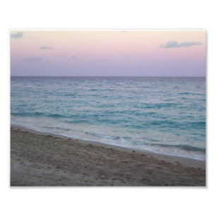 Scenic Peaceful Pink Sunset Beach Photo Print