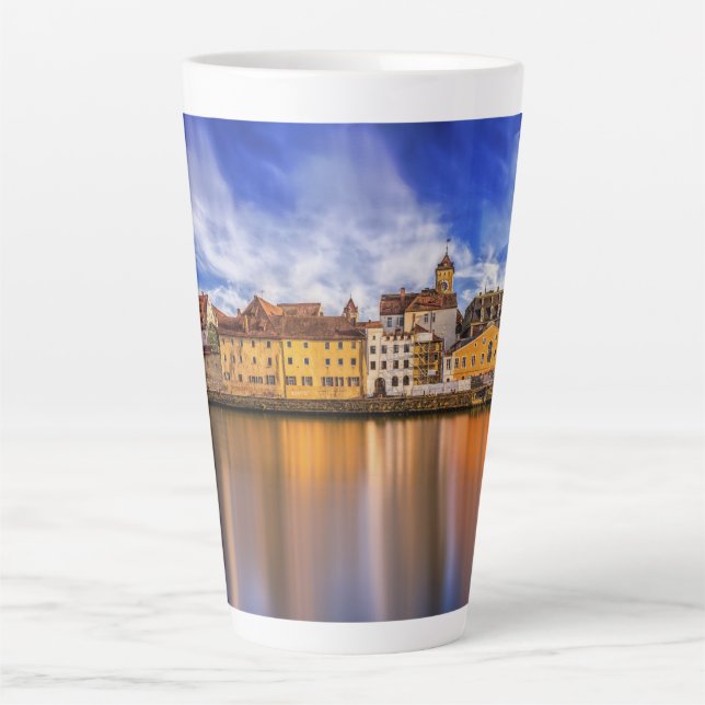 Scenic Regensburg River View Latte Mug (Front)
