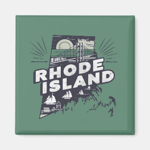 Scenic Rhode Island Retro Silhouette Magnet