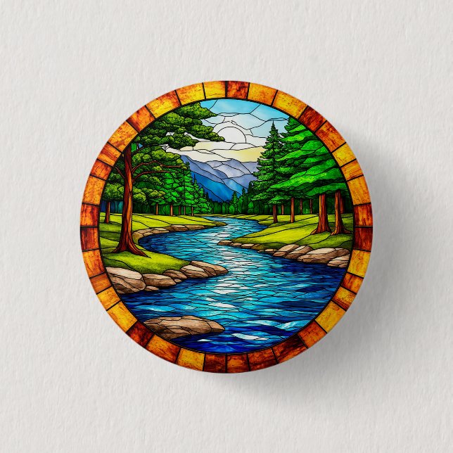 Scenic River and Forest Landscape 3 Cm Round Badge (Front)