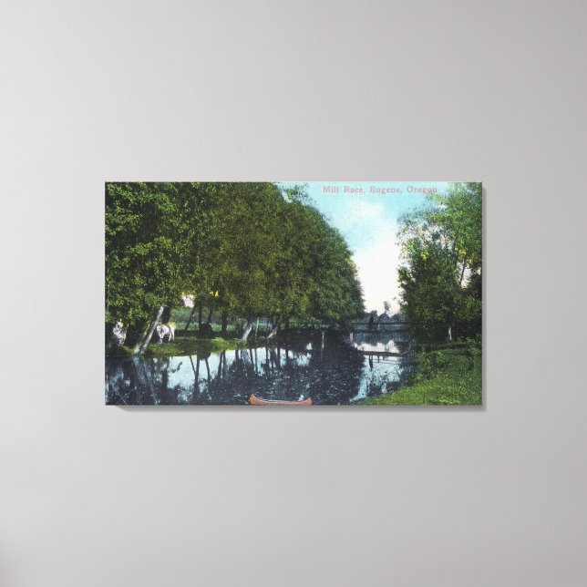 Scenic River with Canoe SceneEugene, OR Canvas Print (Front)