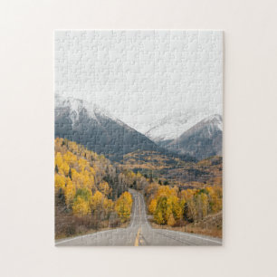 Scenic Road Through Fall Colours and Mountains Jigsaw Puzzle