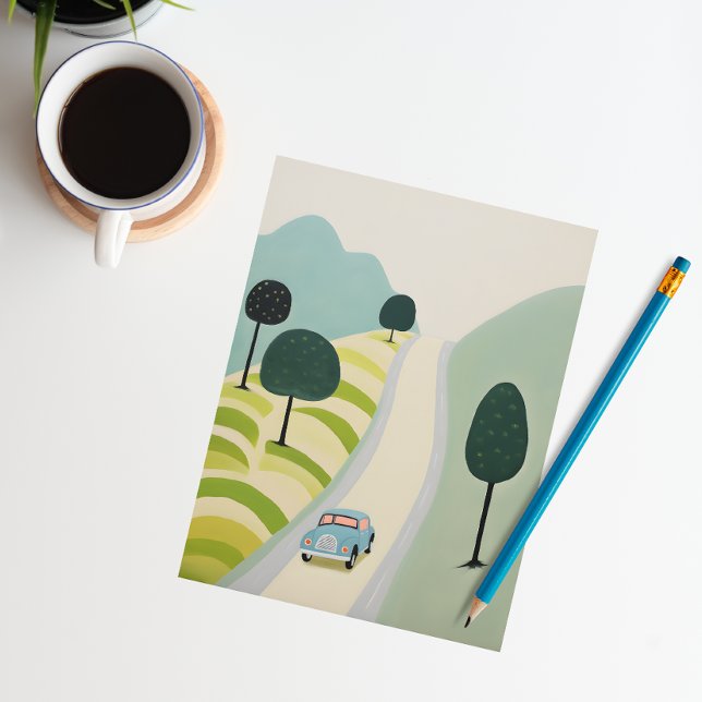 Scenic Road Trip Illustration Postcard (Creator Uploaded)
