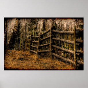 Scenic Rustic Fence in the Country artwork Poster
