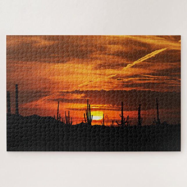 Scenic Saguaros at Sunset Jigsaw Puzzle (Horizontal)