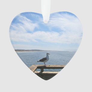 Scenic Seagull Acrylic Heart Ornament