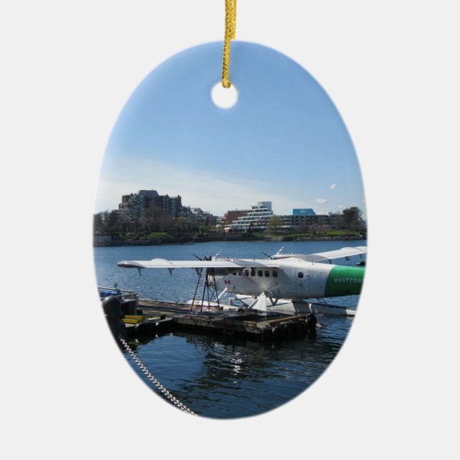 Scenic Seaplane in Victoria Ceramic Tree Decoration (Front)
