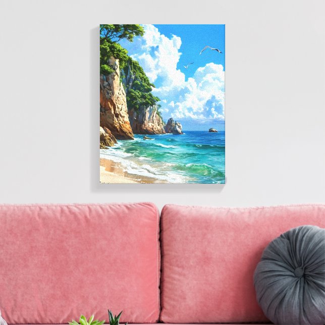 Scenic Seaside Landscape Canvas Print (Insitu(LivingRoom))